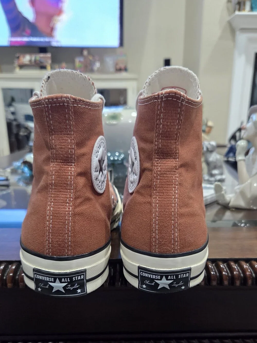Converse High Top Sneakers in Rust Brown with White Accents